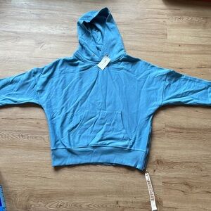 Blue Women's drop shoulder Hoodie size medium New With Tags NWT